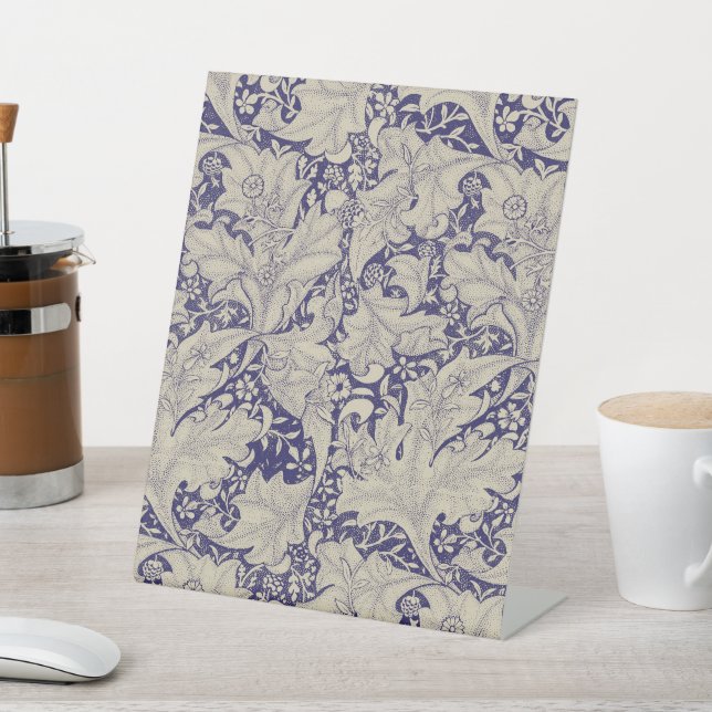 Signe De Table William Morris Motif Giroflée Bleu Antique (In SItu)