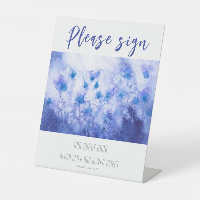 Signe De Table Winter Blue Garden Guest Book (Recto)