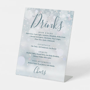 Signe De Table Winter Wonderland Snowflakes Menu des boissons