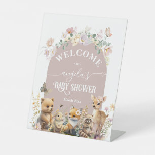 Signe De Table Woodland animal fleur sauvage Girl Baby shower wel