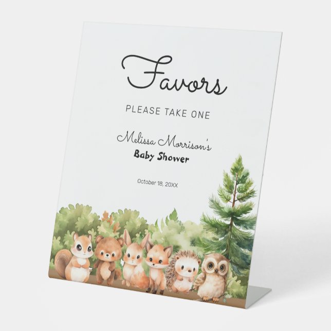 Signe De Table Woodland Baby Boy Shower Faveurs (Recto)