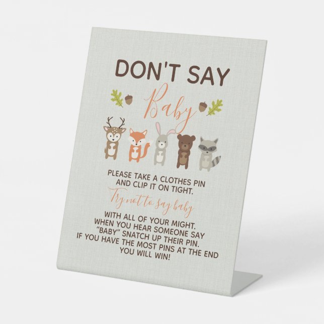 Signe De Table Woodland Baby shower Game - Don't Say Baby Poster (Recto)