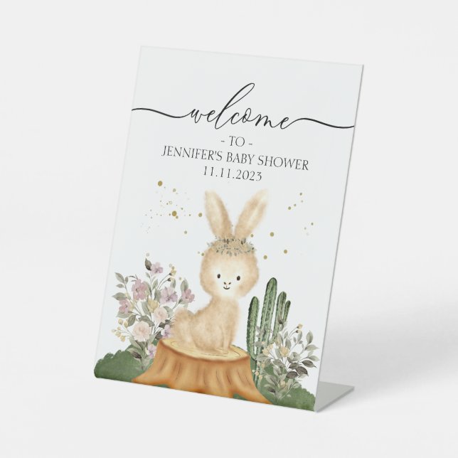 Signe De Table Woodland Bunny Rabbit Welcome Baby Shower (Recto)
