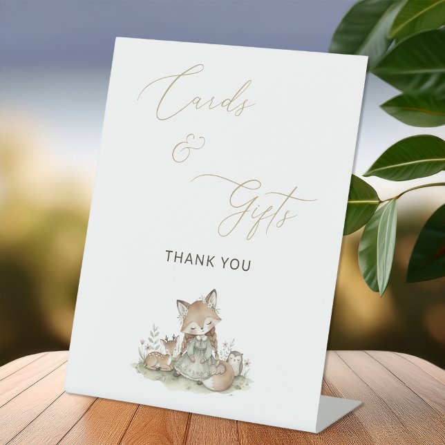 Signe De Table Woodland Fox Girl Cards & Gifts Party (Créateur téléchargé)