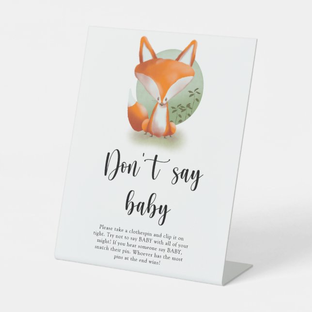 Signe De Table Woodland Fox - Ne dites pas bébé (Recto)
