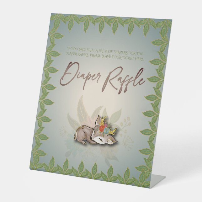 Signe De Table Woodland Oh Baby Deer Animaux Déchets Jeu de Raffl (Recto)