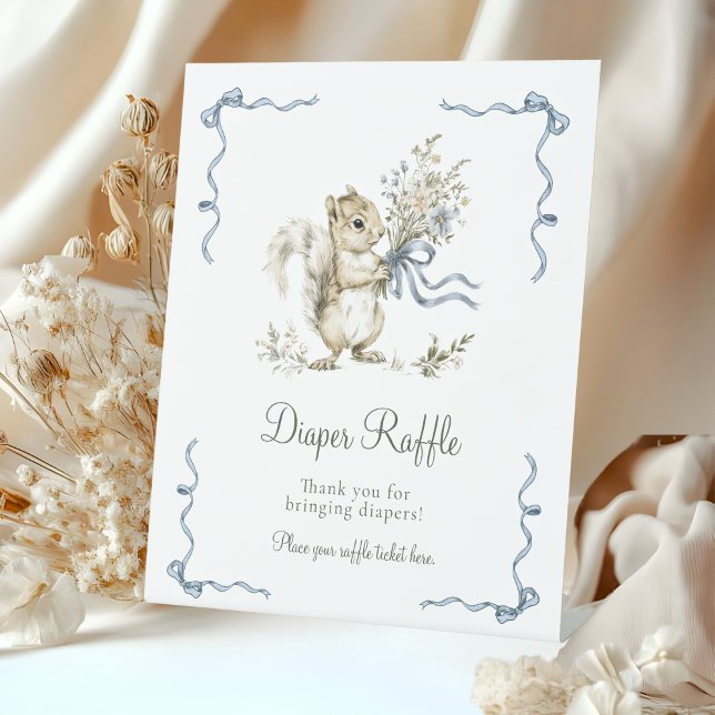 Signe De Table Woodland Squirrel Diaper Raffle Baby Shower (Créateur téléchargé)