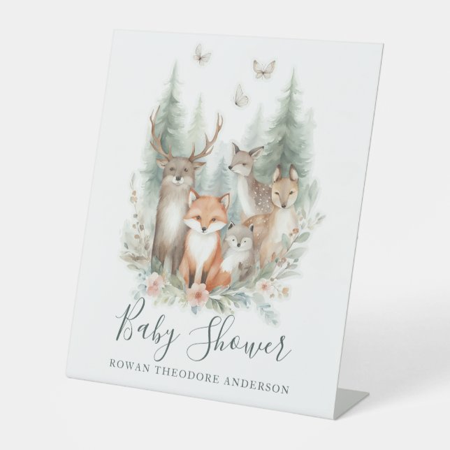 Signe De Table Woodland Watercolor Animals (Recto)