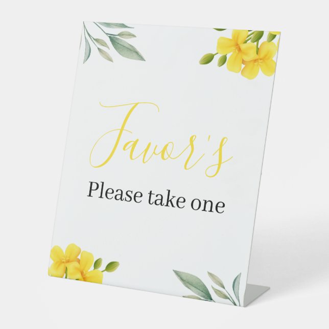 Signe De Table Yellow Floral and Green Leaves Mother's Day Favor (Recto)
