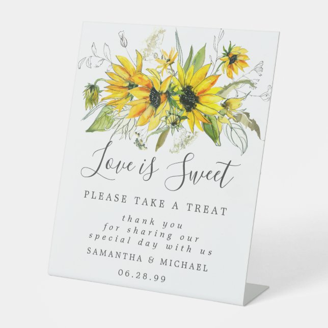 Signe De Table Yellow Sunflowers Love is Sweet Dessert Bar (Recto)