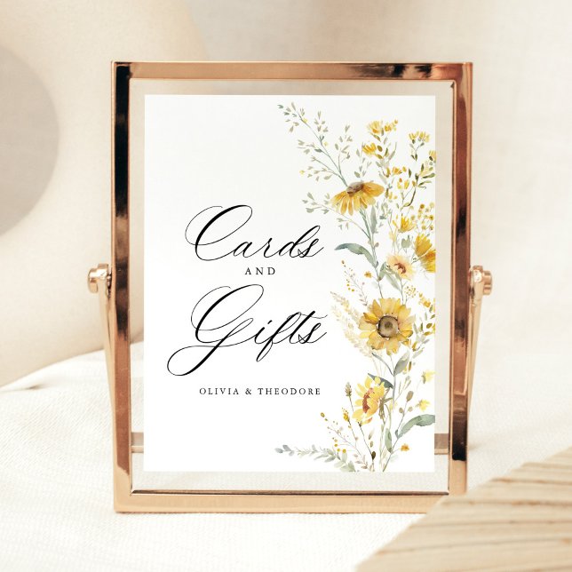 Signe De Table Yellow Wildflower Sunflower Cards & Gifts Wedding (yellow wildflower sunflower wedding sign cards and gifts floral wedding signage elegant reception)