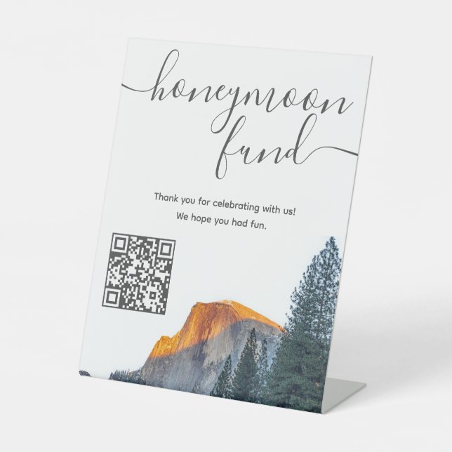 Signe De Table Yosemite demi-dôme Sunset Honeymoon Fund QR Code (Recto)