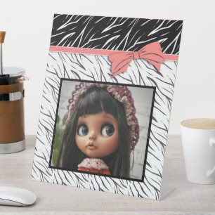 Signe De Table Zèbre peau noir blanc tigre rayures de cuir rose