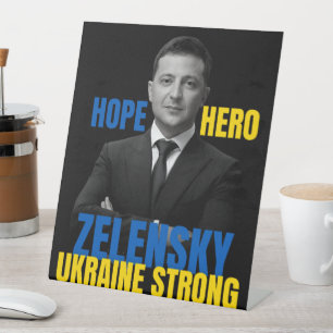 Signe De Table Zelensky Hope Héros Ukraine forte