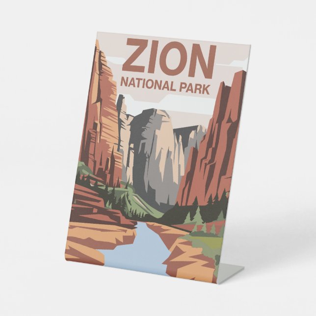 Signe De Table Zion National Park Travel Art (Recto)