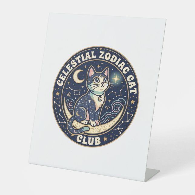 Signe De Table Zodiaque céleste Chat Mignon T-Shirt Design - Cel (Recto)