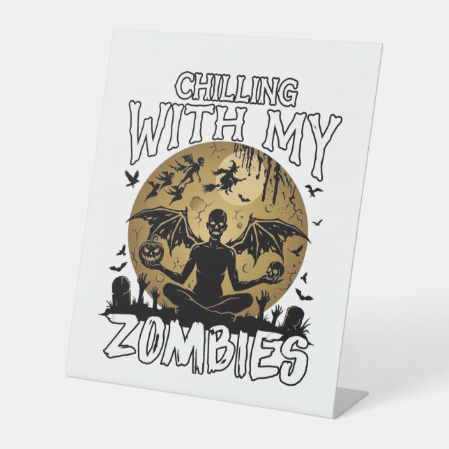 Signe De Table Zombies glaçants Halloween Ange déchu Lune Tombe (Recto)