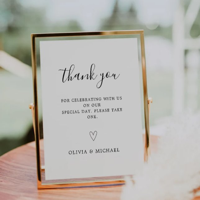 Signe des faveurs minimalistes, Mariage moderne, (Minimalist Favors Sign, Modern Wedding, Pedestal Sign)