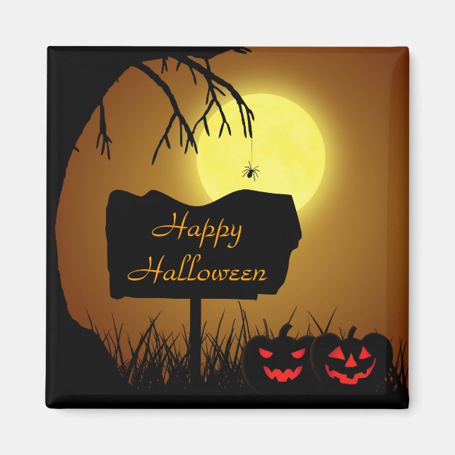 Signe d'Halloween avec Citrouilles - Magnet (Devant)