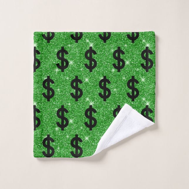 Signe dollar noir argent entrepreneur Wall Street (Gant de toilette)
