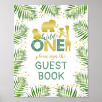 Signe du livre d'or Wild One Baby shower Safari