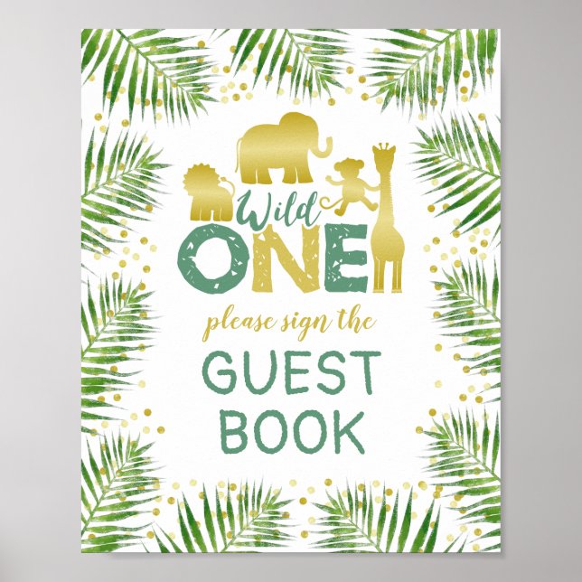 Signe du livre d'or Wild One Baby shower Safari (Devant)
