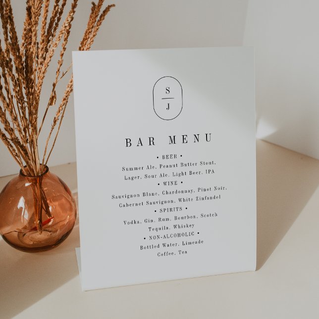 Signe du menu de la barre de Mariage neutre SHYLAH (SHYLAH Elegant Boho Neutral Wedding Bar Menu Sign)