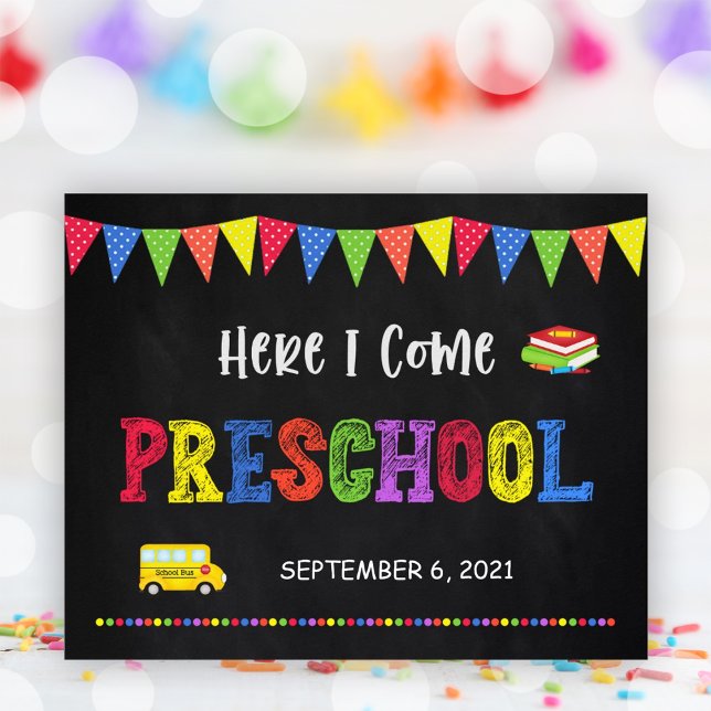 Signe du premier jour de l'école | Poster de l'éco (First Day Of School Sign | Preschool Poster)