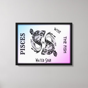 Signe du zodiaque Poissons et symbole sur toile