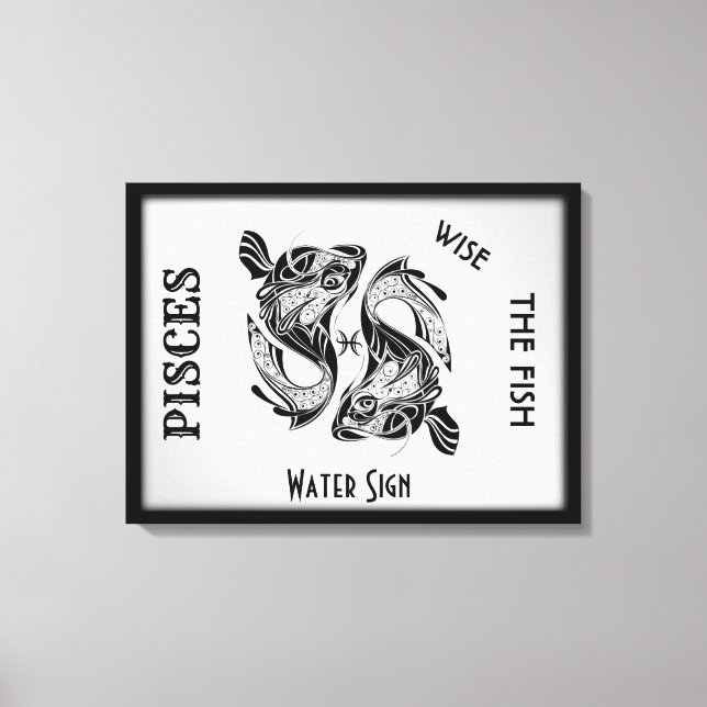 Signe du zodiaque Poissons et symbole sur toile (Recto)