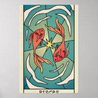 Signe du zodiaque Poissons Poster Abstrait Vintage