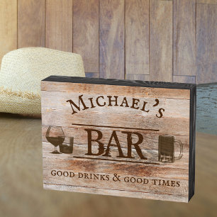 Signe En Bois Bar Personnalisé Cadeau Personnalisé Rustique Bon 