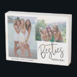 Signe En Bois Besoin 2 photos Meilleurs amis pour toujours<br><div class="desc">Ce panneau en bois est un cadeau amusant pour les meilleurs amis! Le design comprend deux photos, une image horizontale et une image verticale avec un texte de style manuscrit moderne qui se lit comme suit : Besties Pour Toujours. Personnalisez ce cadeau de conservation avec les noms des meilleurs amis....</div>