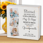 Signe En Bois Bienheureux Grand-Parents Grandchildren Photo Coll<br><div class="desc">Célébrez vos grands-parents avec une plaque de collage photo personnalisée. Cette plaque de citation de grands-parents unique est le cadeau parfait que ce soit un anniversaire, un grand-parents jour ou Noël. Nous espérons que votre cadeau de grand-parent gardien spécial deviendra un souvenir précieux pour les années à venir. . Citation...</div>