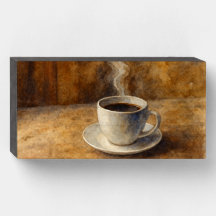 Blot Style Watercolor Coffee Cup Bois Box Sign