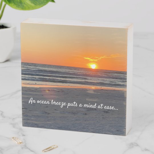 Signe En Bois Citation Ocean Breeze Avec Beau Coucher De Soleil Zazzle Fr