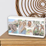 Signe En Bois Collage de photos de famille avec 5 photos et nom<br><div class="desc">Personnalisez cette tasse de voyage pratique avec vos photos préférées de votre réunion de famille ou de vos vacances. Le modèle est configuré pour vous permettre d'ajouter jusqu'à 5 photos, affichées sous forme de portrait vertical 3x et de format carré/instagram 2x. Vous pouvez également customiser plus loin avec un nom...</div>