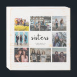 Signe En Bois Collage photo de la citation des soeurs<br><div class="desc">Faites une belle pièce de décoration personnalisée pour votre chambre ou offrez-en un cadeau à l'une de vos soeurs. Ce panneau de montage photo design "soeurs" est personnalisé avec huit de vos photos préférées et une citation. Peut être utilisé pour un parent du sang, une étape ou une demi-soeur ou...</div>