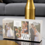 Signe En Bois Collage photo du meilleur jour jamais Mariage<br><div class="desc">Best Day Ever mariage bloc de bois photo avec 4 photos mariages et votre texte personnalisé, tels que les noms du couple marié et leur date de mariage. Le modèle est configuré pour que vous puissiez ajouter jusqu'à 4 photos, affichées au format portrait vertical. Le design est en noir, blanc...</div>