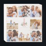 Signe En Bois élégant rose floral multi photo panneau boîte en b<br><div class="desc">design de collage photo rose moderne d'anniversaire floral élégant. Conception de texte de script moderne. Partie d'une collection.</div>