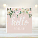 Signe En Bois Fleurs Pastel Rose Moderne Bonjour Et Vous Nom<br><div class="desc">Fleurs Pastel Rose Moderne Bonjour Et Vous Nom</div>