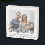 Signe En Bois Godparents Merci Godchild Baptême Carré photo<br><div class="desc">Une façon sérieuse de remercier les parrains de votre bébé est de leur donner un cadeau photo élégant de leur filou qu'ils peuvent sauver comme gardien. Toutes les images et le libellé sont simples à personnaliser, y compris la citation qui dit "Les parents-Godparents sont une bénédiction, merci d'être le mien."...</div>