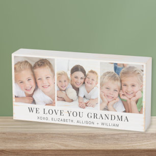 Signe En Bois Grandma Love You 3 Photo Collage
