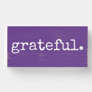 Signe En Bois Grateful Purple Typographie Minimale