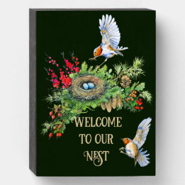 Signe En Bois Les trésors boisés Bienvenue à notre maison de nid