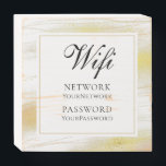 Signe En Bois Modern Chic Faux Gold Parties scintillant Mot de p<br><div class="desc">Ce design moderne présente un cadre de parties scintillant en faux or chic. Personnalisé avec les détails de votre mot de passe Wifi en éditant le texte dans la zone de texte fournie. #wifi #business #beachhouse #rentalhome #rentalproperty #cafesigns #gold #parties scintillant #restaurantsignes #beachhome #cafe #signes #déco #shopdéco #déco de maison...</div>