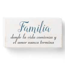 Panneau Familia - Citation Espagnol