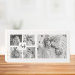 Signe En Bois Photo Famille Collage tendance Noir & Blanc Initia<br><div class="desc">Voici notre collection branchée Cinq photos de famille noir et blanc avec initial en centre. Ce collage personnalisé et élégant est le moyen idéal de présenter les souvenirs chéris de votre famille d'une manière moderne et élégante. Doté d'un élégant jeu de couleurs noir et blanc, ce collage vous permet de...</div>