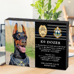 Signe En Bois Retraite des chiens de police mince Ligne bleue K9<br><div class="desc">Honorer votre meilleur partenaire et chien de police pour ses années de service dévouées avec cette plaque photo d'appréciation de la retraite de chien de police de la Ligne Bleue Mince. Personnalisez avec la photo, le nom, le message personnel, les dates de service et les années de service de votre...</div>