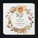 Signe En Bois Rustic Sunflower Automne Floral Wifi Mot de passe<br><div class="desc">Ce design rustique présente un cadre aquarellé de fleurs d'automne. Personnalisé avec les détails de votre mot de passe Wifi en éditant le texte dans la zone de texte fournie. #wifi #internet #rustique #automne #wifipassword #floral #botanical #jardin #jardinage #restaurant #cafeeshop #restaurantsignes #gardenshop #cafe #signes #déco #shopping #décoration de maison #déco...</div>